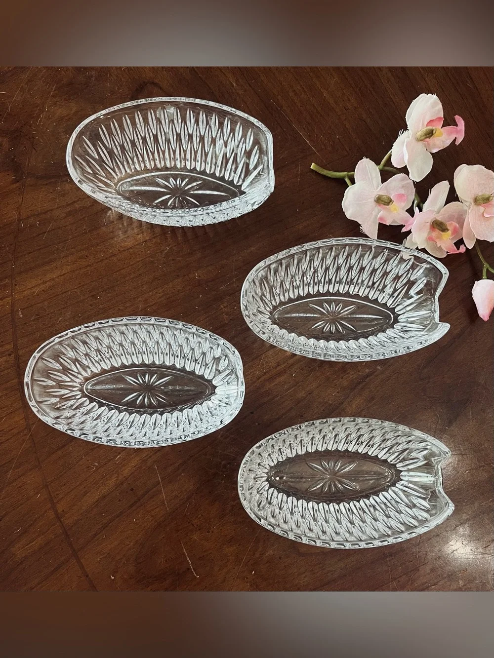 VTG Princess House Highlights Lead Crystal Flatware Holders Set of 4